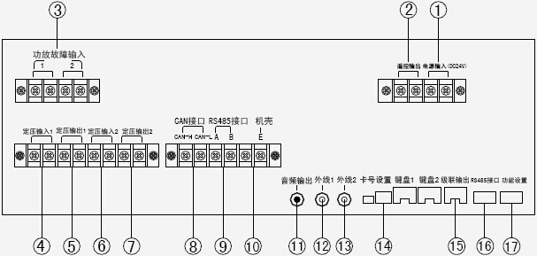 HY5723D广播控制盘/MP3接线端子图