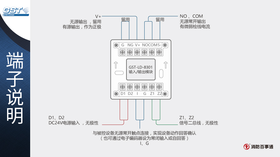 GST-LD-8301输入/输出模块端子说明