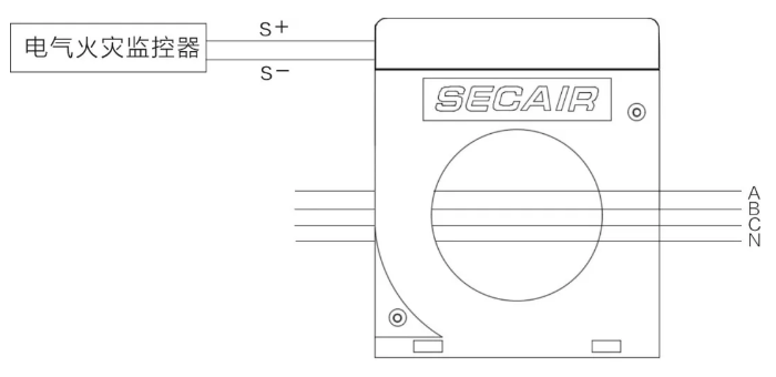 J-SCM41(160)剩余电流式<a  data-cke-saved-href=http://www.xiaofangw.com/dianqihuozai/ href=http://www.xiaofangw.com/dianqihuozai/ target=_blank class=infotextkey>电气火灾监控</a>探测器接线图